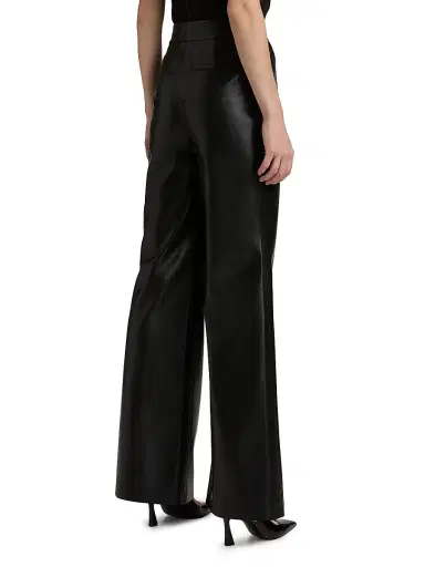 ALICE + OLIVIA Women's Dylan Wide-Leg Vegan Leather Pants - Black | Thumbnail 5