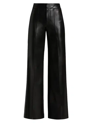 ALICE + OLIVIA Women's Dylan Wide-Leg Vegan Leather Pants - Black | Thumbnail 1