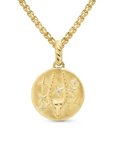 David Yurman Women's Zodiac Amulet in 18K Yellow Gold with Diamonds - Capricorn | Thumbnail 1 David Yurman Women's Zodiac Amulet in 18K Yellow Gold with Diamonds - Capricorn | Thumbnail 1