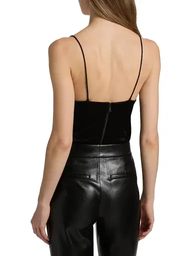 Alice + Olivia Women's Harmon Satin Bodysuit - Black - Size XL | Thumbnail 5