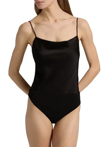 Alice + Olivia Women's Harmon Satin Bodysuit - Black - Size XL | Thumbnail 6