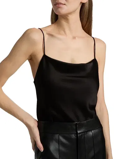 Alice + Olivia Women's Harmon Satin Bodysuit - Black - Size XL | Thumbnail 7