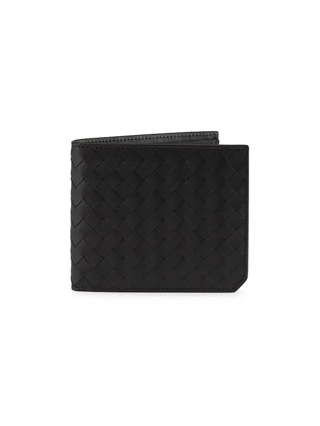 Bottega Veneta Men's Intrecciato Leather Bifold Wallet - Black Silver