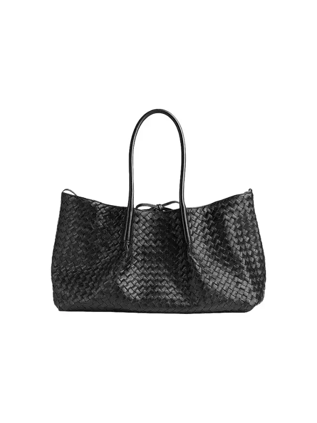 Bottega Veneta Women's Pinacoteca Reversible Intrecciato Leather Tote Bag - Black Fondant