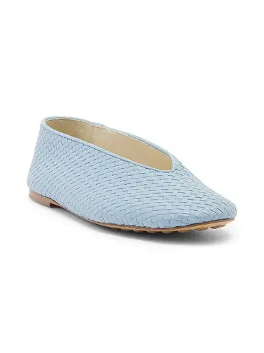 Bottega Veneta Women's Rosa Intrecciato Leather Flats - New Ice - Size 11.5 | Thumbnail 2
