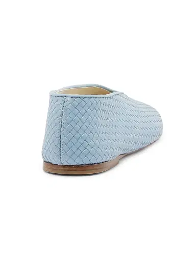 Bottega Veneta Women's Rosa Intrecciato Leather Flats - New Ice - Size 11.5 | Thumbnail 3
