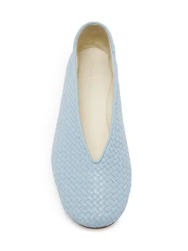 Bottega Veneta Women's Rosa Intrecciato Leather Flats - New Ice - Size 11.5 | Thumbnail 4