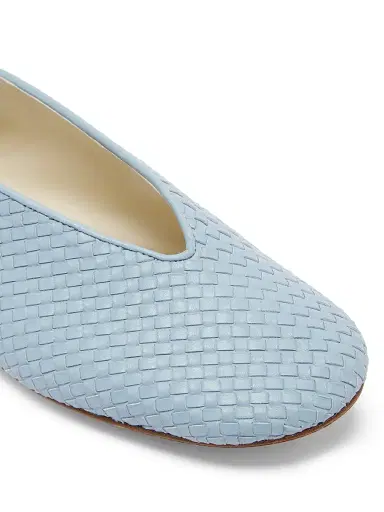 Bottega Veneta Women's Rosa Intrecciato Leather Flats - New Ice - Size 11.5 | Thumbnail 5