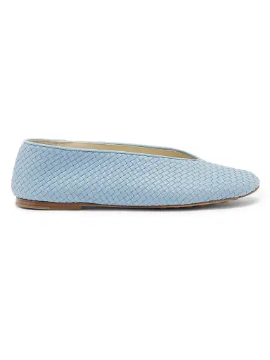 Bottega Veneta Women's Rosa Intrecciato Leather Flats - New Ice - Size 11.5 | Thumbnail 1