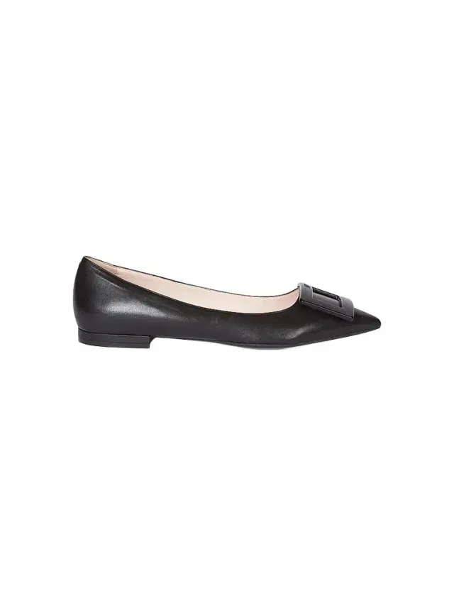 Roger Vivier Women's Gommettine Leather Flats - Black