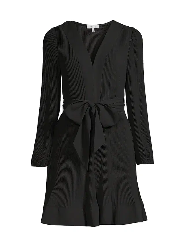 Women's Liv Pleated Belted Minidress - Black