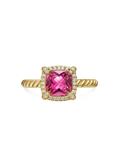 David Yurman Women's Petite Chatelaine Pavé Bezel Ring in 18K Yellow Gold with Diamonds - Pink Tourmaline | Thumbnail 5 David Yurman Women's Petite Chatelaine Pavé Bezel Ring in 18K Yellow Gold with Diamonds - Pink Tourmaline | Thumbnail 5