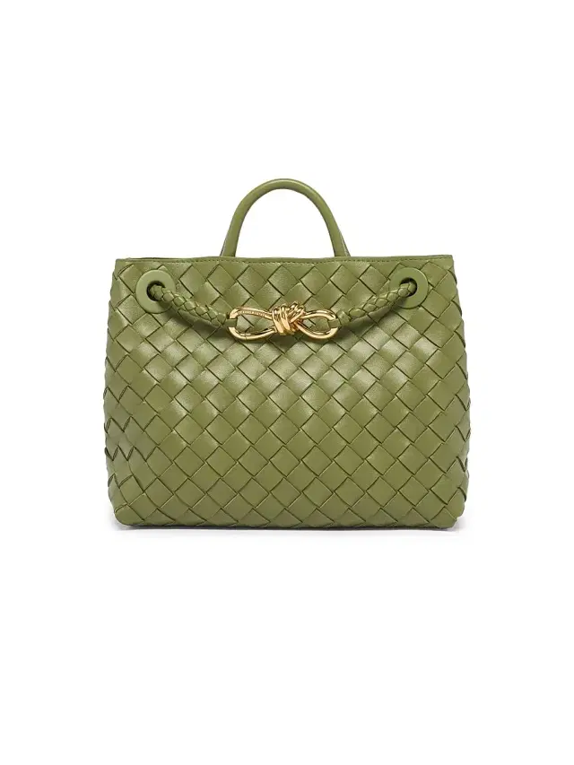 Bottega Veneta Women's Andiamo  Intrecciato Leather Top-Handle Bag - Matcha