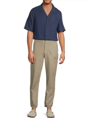 Onia Men's Linen-Blend Camp Shirt - Deep Navy - Size XXL | Thumbnail 2