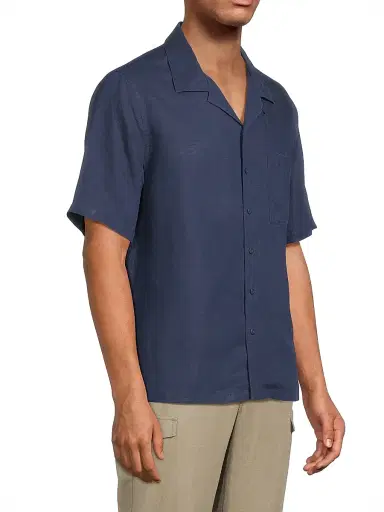 Onia Men's Linen-Blend Camp Shirt - Deep Navy - Size XXL | Thumbnail 4