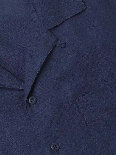 Onia Men's Linen-Blend Camp Shirt - Deep Navy - Size XXL | Thumbnail 6