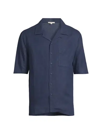 Onia Men's Linen-Blend Camp Shirt - Deep Navy - Size XXL | Thumbnail 1