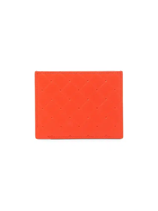 Bottega Veneta Men's Intrecciato Stamp Leather Card Case - Cherry Tomato Silver