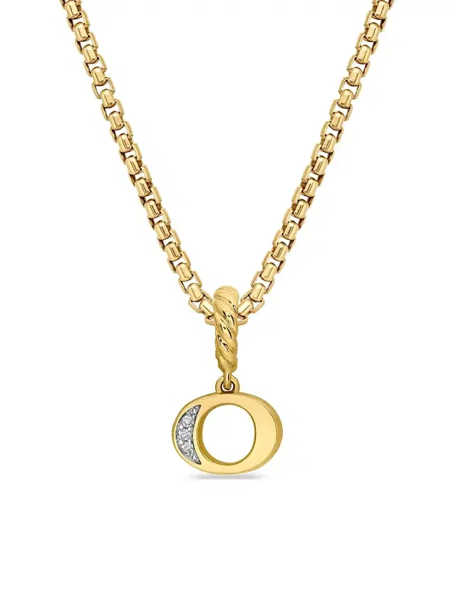 Women's Pavé Initial Pendant in 18K Yellow Gold - Initial O