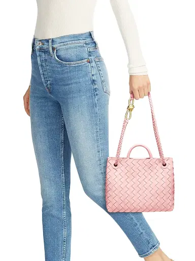 Bottega Veneta Women's Andiamo Small Intrecciato Leather Top-Handle Bag - Rose | Thumbnail 3