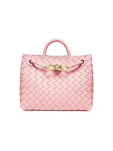 Bottega Veneta Women's Andiamo Small Intrecciato Leather Top-Handle Bag - Rose | Thumbnail 1