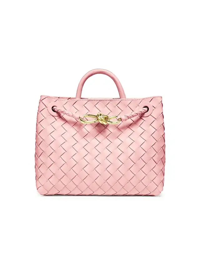 Bottega Veneta Women's Andiamo  Intrecciato Leather Top-Handle Bag - Rose