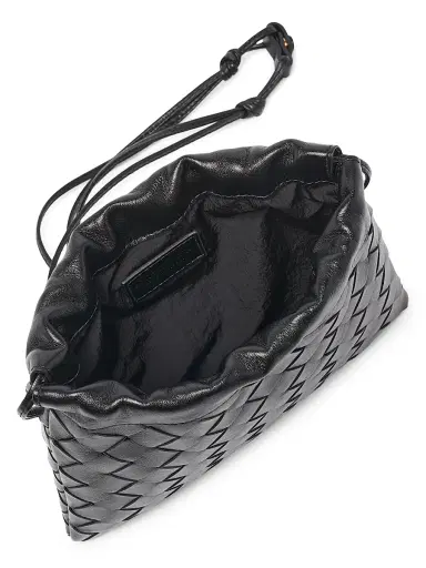 Bottega Veneta Women's Small Dustbag Intrecciato Leather Crossbody Bag - Black Gold | Thumbnail 3 Bottega Veneta Women's Small Dustbag Intrecciato Leather Crossbody Bag - Black Gold | Thumbnail 3