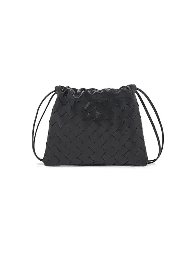 Bottega Veneta Women's Small Dustbag Intrecciato Leather Crossbody Bag - Black Gold | Thumbnail 1 Bottega Veneta Women's Small Dustbag Intrecciato Leather Crossbody Bag - Black Gold | Thumbnail 1