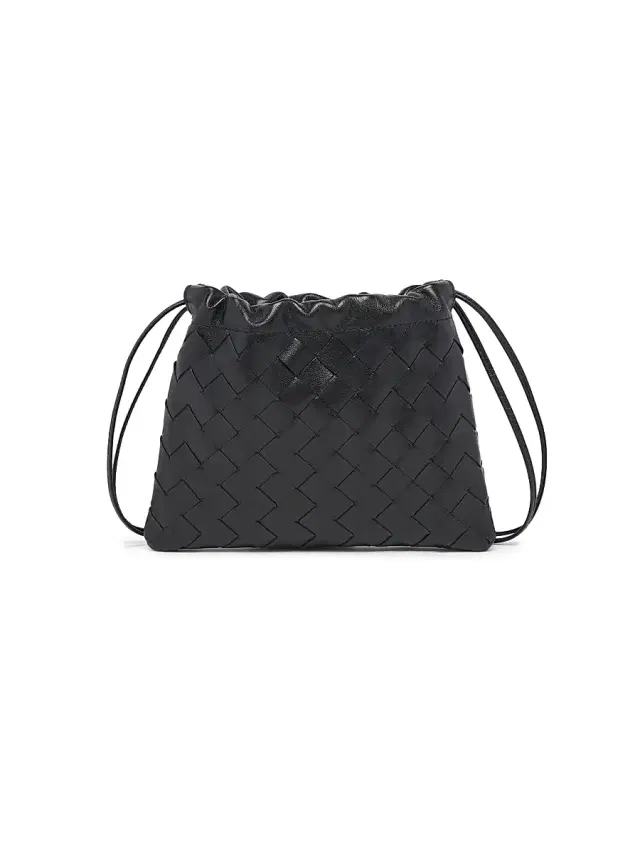 Bottega Veneta Women's  Dustbag Intrecciato Leather Crossbody Bag - Black Gold
