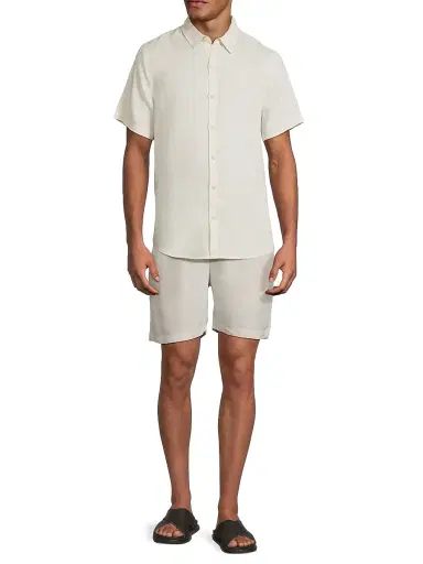 Onia Men's Linen-Blend Drawstring Shorts - Stone | Thumbnail 2