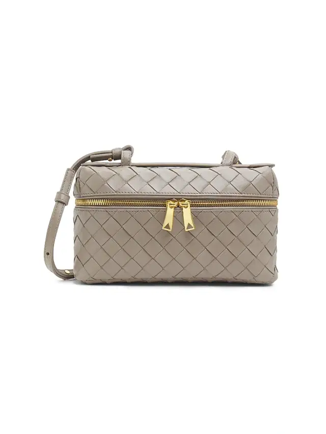 Bottega Veneta Women's Bang Bang Intrecciato Leather Crossbody Vanity Case Bag - Limestone Gold