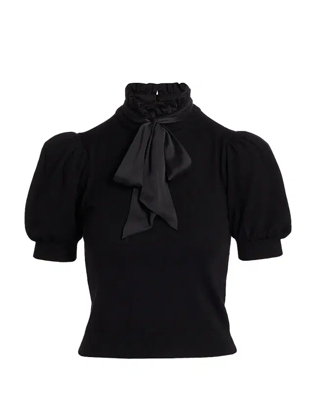 ALICE + OLIVIA Women's Chase Puff-SleeveTop - Black