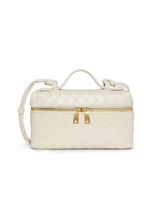 Bottega Veneta Women's Bang Bang Intrecciato Leather Crossbody Vanity Case Bag - Sea Salt Gold