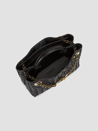 Bottega Veneta Women's Andiamo Small Chain Intrecciato Leather Top-Handle Bag - Black | Thumbnail 4