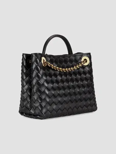 Bottega Veneta Women's Andiamo Small Chain Intrecciato Leather Top-Handle Bag - Black | Thumbnail 5
