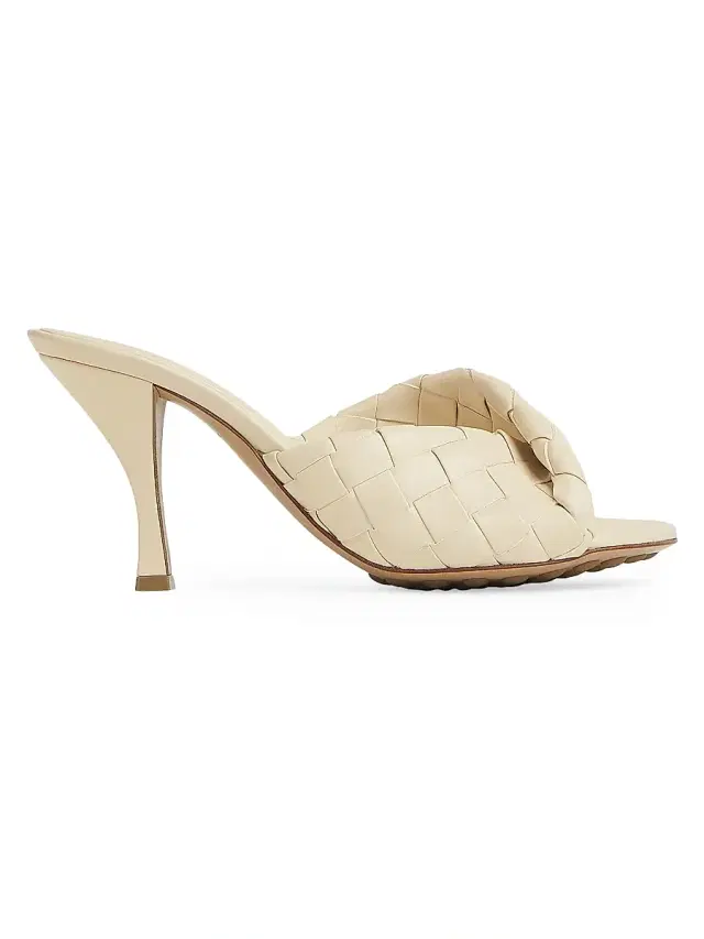 Bottega Veneta Women's Blink 90MM Intrecciato Leather Mules - Sea Salt