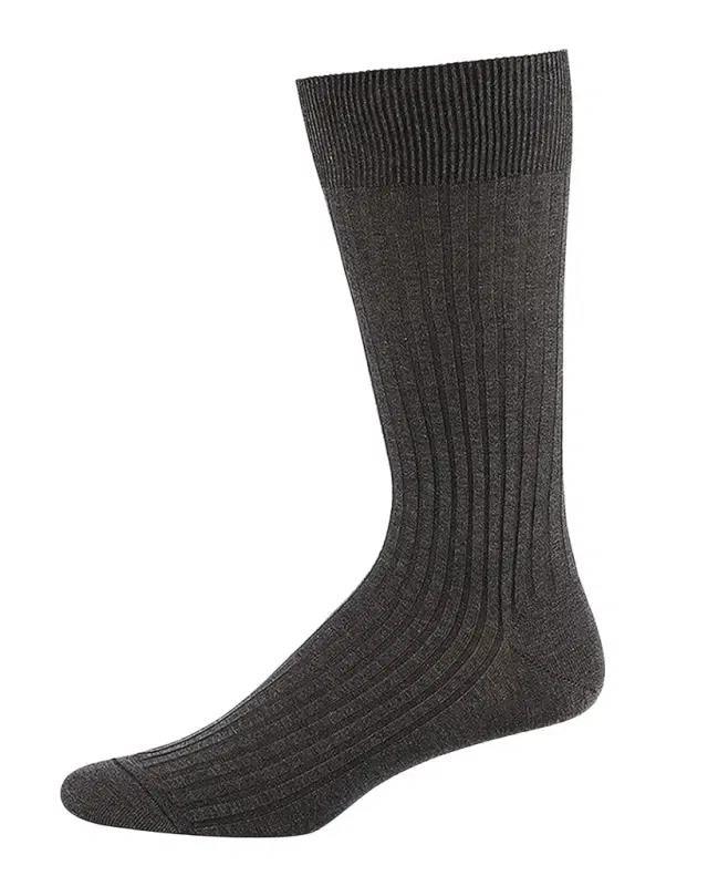 Pantherella Men's Danvers Ribbed Cotton Mid-Calf Socks