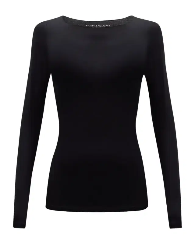 Majestic Filatures Soft Touch Marrow-Edge Long-Sleeve Top