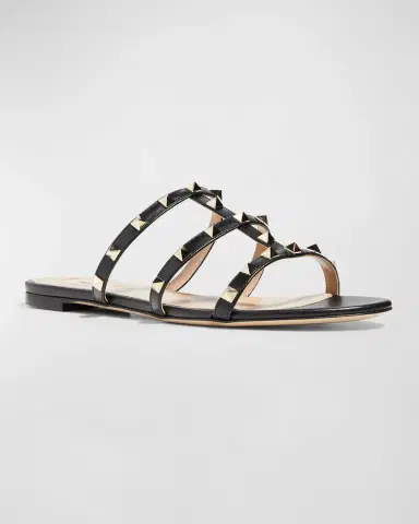 Valentino Garavani Rockstud Caged Flat Slide Sandals | Thumbnail 2 Valentino Garavani Rockstud Caged Flat Slide Sandals | Thumbnail 2