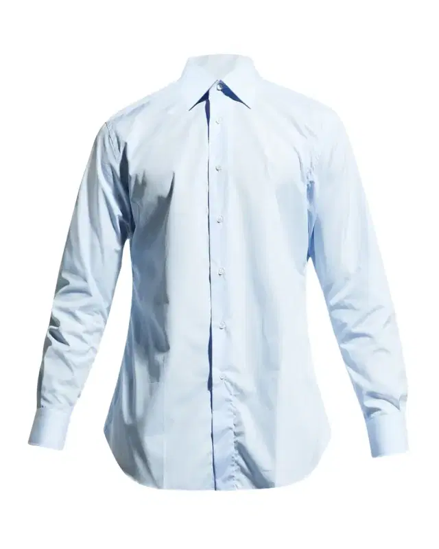 Brioni Wardrobe Essential Solid Dress Shirt, Blue