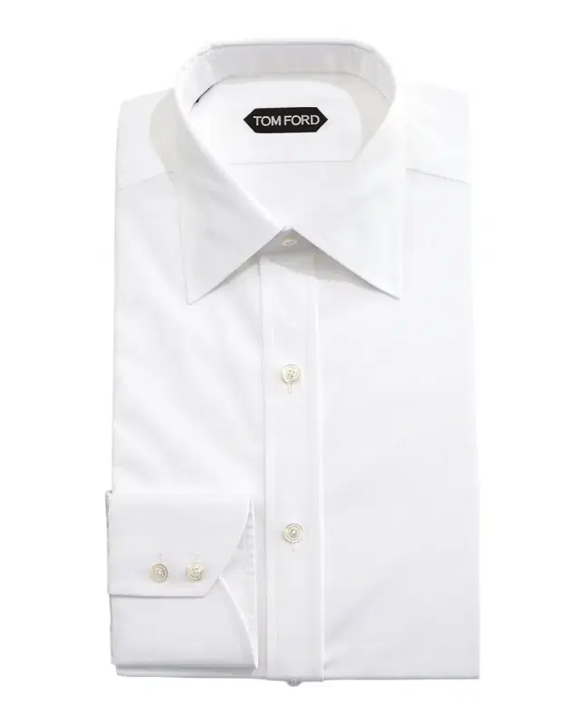 TOM FORD Solid Barrel-Cuff Dress Shirt, White