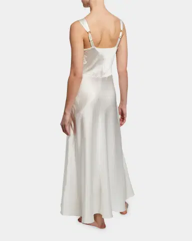 Christine Lingerie Bijoux Lace-Inset Silk Gown | Thumbnail 2