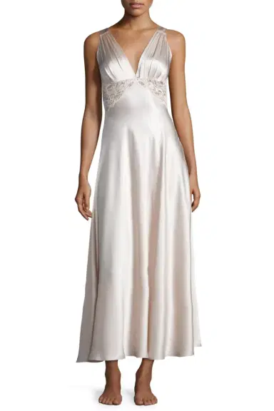 Christine Lingerie Bijoux Lace-Inset Silk Gown | Thumbnail 4 Christine Lingerie Bijoux Lace-Inset Silk Gown | Thumbnail 4