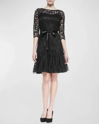 Rickie Freeman for Teri Jon 3/4-Sleeve Lace Overlay Cocktail Dress | Thumbnail 2