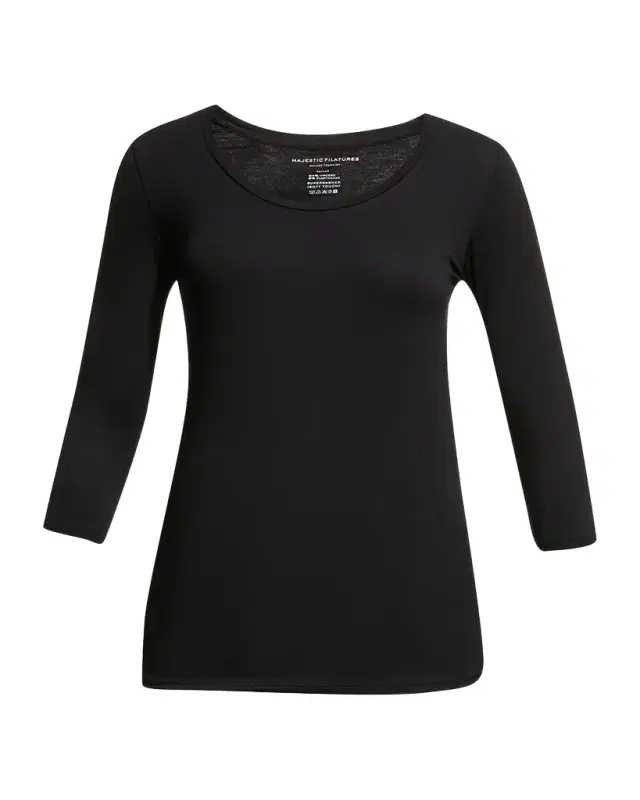 Majestic Filatures Soft Touch 3/4-Sleeve Scoop-Neck Tee