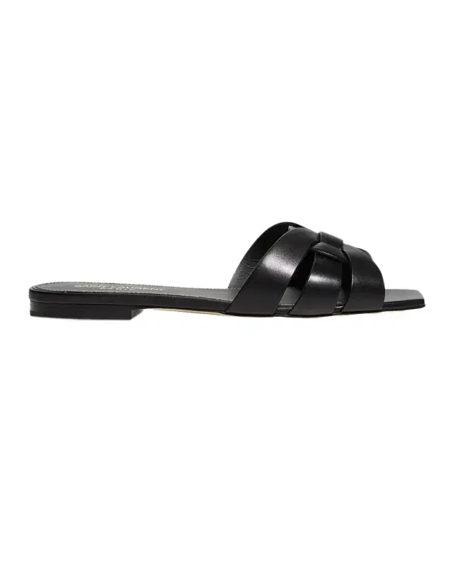 Saint Laurent Woven Leather Sandal Slide