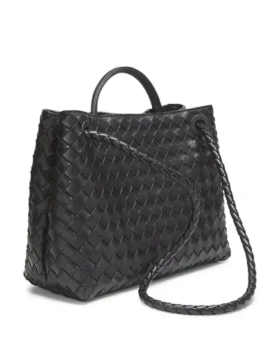 Bottega Veneta Women's Andiamo Medium Intrecciato Leather Top-Handle Bag - Black | Thumbnail 5
