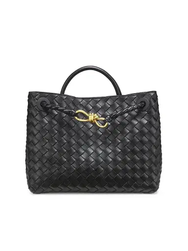 Bottega Veneta Women's Andiamo Medium Intrecciato Leather Top-Handle Bag - Black | Thumbnail 1