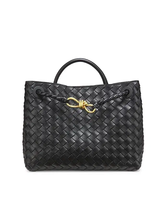 Bottega Veneta Women's Andiamo  Intrecciato Leather Top-Handle Bag - Black