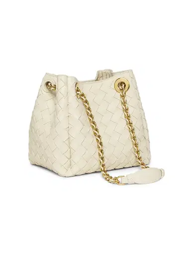 Bottega Veneta Women's Small Parachute Intrecciato Leather Shoulder Bag - Sea Salt | Thumbnail 3